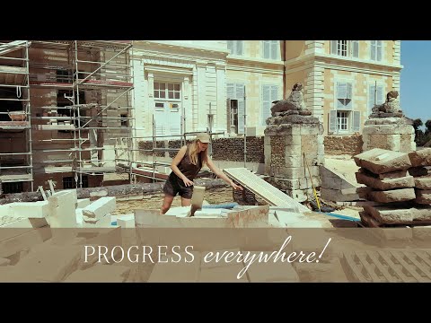 Progress everywhere! The château bridge, the moat, the interiors & the park.