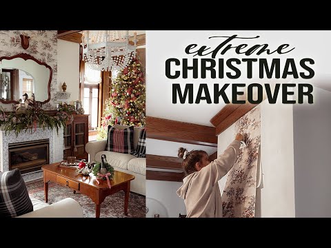 Extreme Cozy Cabin Christmas Decor Makeover: English Cottage Meets Equestrian Hunting Lodge Decor