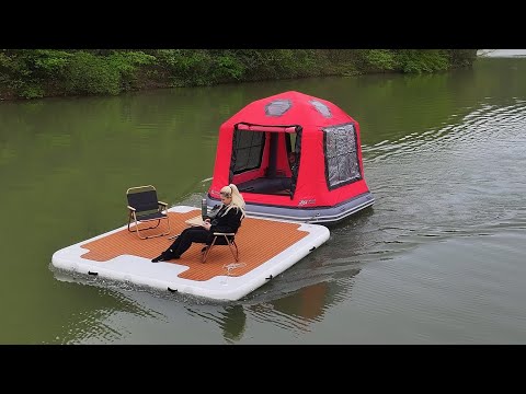 TERASLI YÜZEN ÇADIRLA GÖLDE KAMP