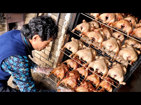 Korean traditional Crispy Roast Duck, duck cooking, Korean street food