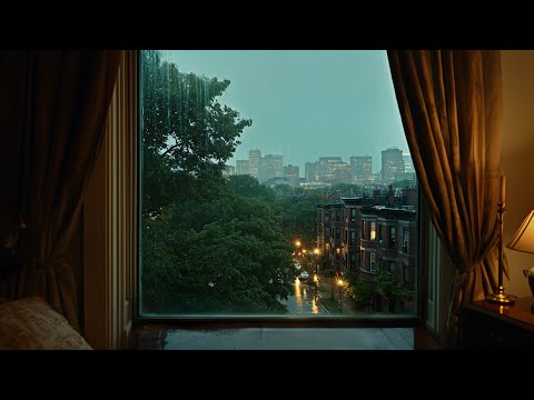Relaxing Summer Evening Rain In Boston🌧️Calm Rain Ambience For Reading, Sleeping, Etc.