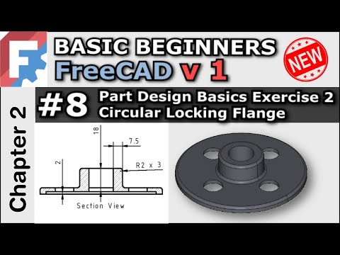 Basic Beginners FreeCAD v1 / 0.22  Lesson 8  Part Design Basic Exercise 2 | Circular  Flange Project