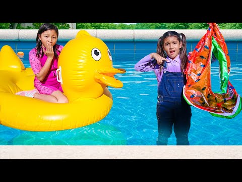 Eva & Ellie Learn Pool Safety Rules Swimming Adventure! 🏊♀️💦