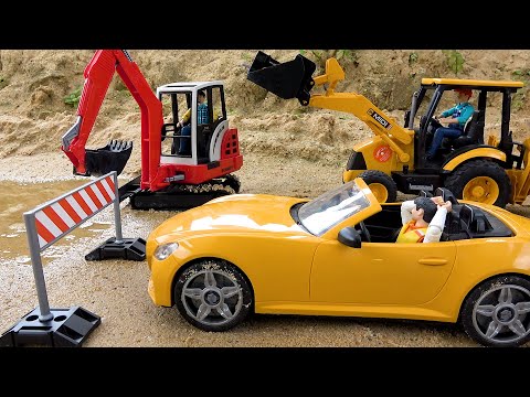 Construction vehicle toy rescue excavator and police car - BIBO TOYS