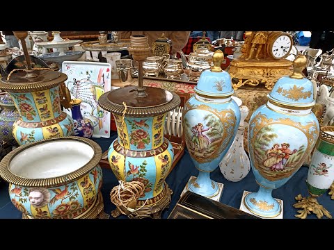 Paris France🇨🇵FLEA MARKET🪞 BROCANTE in PARIS🏺 ANTIQUE old Things🪑 Marché aux Puces🛍️ 4KHDR Thrifting