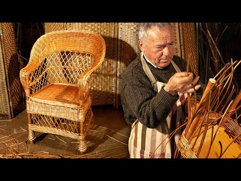 Handmade WICKER CHAIR by a master basket maker. Step-by-step craftsmanship