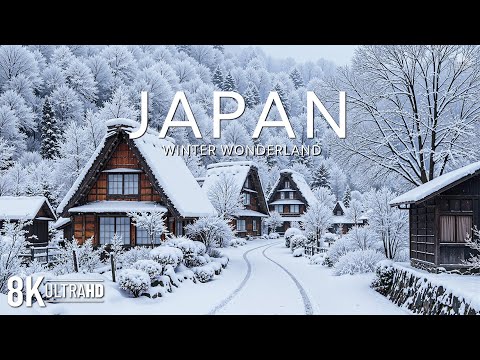 Japan Winter 8K UHD ❄️ Snowy Villages, Zen Temples & Peaceful Japanese Landscapes 🌨️