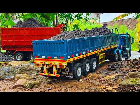 AKSI KE 89 ‼️ Langsir Bahan Bangunan Rc Truk Trailer vs Dump Hino Tronton Angkut Pasir Ban Nyangkut 