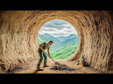 Building Underground & Warm Survival Shelter, Crab Trap, Fireplace, Sawdust Bed Mattress