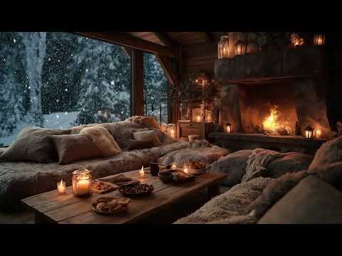 Warm Winter Fireplace & Peaceful Piano Relaxing Ambience for Sleeping, Studying & Healing