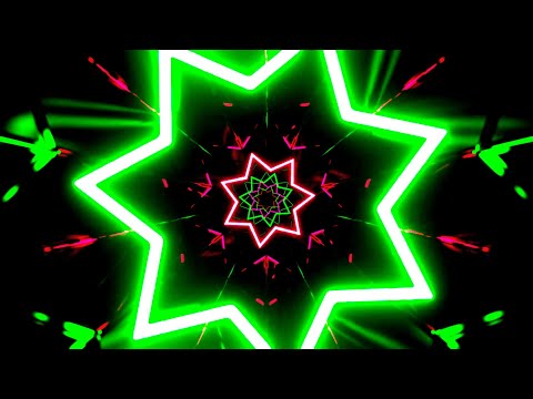 VisionKanal 4K – Futuristic Neon Green and Pink Star | No Audio [2 Hours]