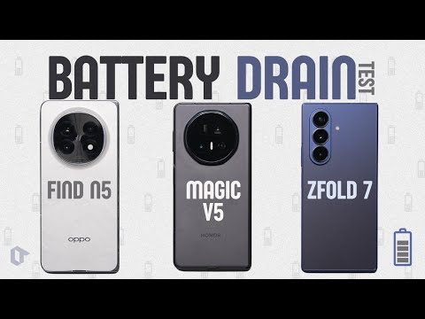 HONOR Magic V5 vs Galaxy Z Fold 7 vs Oppo Find N5 Battery Drain Test