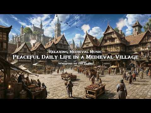 Peaceful Daily Life in a Medieval Village | Tavern, Castle and Market | Relaxing Medieval Music