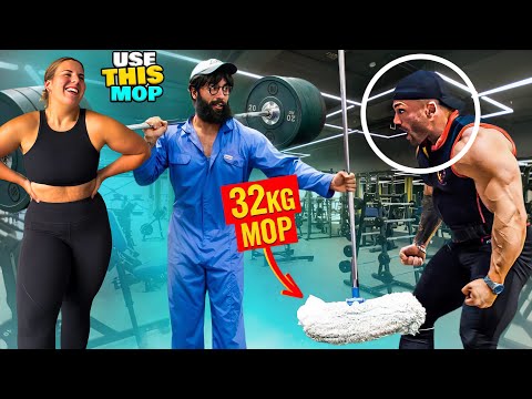They Thought He Was Weak… But a 32kg Mop Proved Them Wrong! 💪🧹 | Anatoly Gym Prank