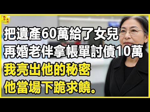 我60歲，把遺產60萬給了女兒，再婚老伴拿帳單討債10萬，我亮出他的秘密，他當場下跪求饒。#晚年生活 #中老年生活 #為人處世 #生活經驗 #情感故事 #幸福人生 #上了年紀該明白的事