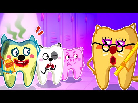 Dirty Teeth Go To School🦷Clean vs Dirty Teeth | Educational 2D Animation