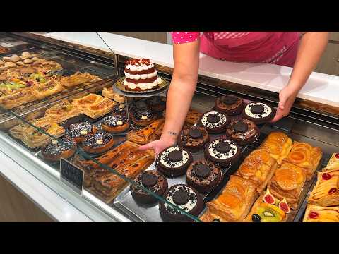 Amazing! Working Mother and Daughter baking cakes in a bakery all day! A day in the life of a bakery