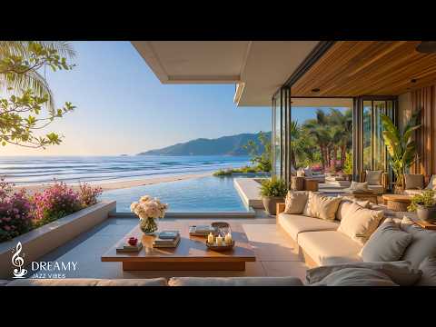 Morning Jazz in Luxurious Villa for Stress Relief | Unwind with Smooth Jazz & Seaside Ambience