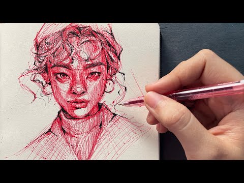 Portrait drawing with ballpens | shading