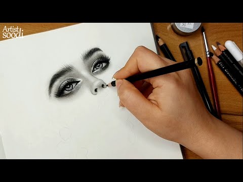 Hyper Realistic Pencil Portrait of a Stunning Girl Mesmerizing Eyes & Elegant Earrings🎨