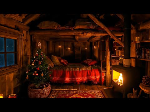 Sleep Deeply Tonight with Snowstorm & Fireplace Sounds | Cozy Winter Night Ambience, Wind & Snowfall