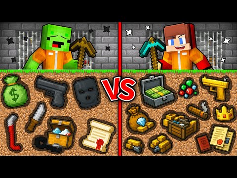 Mikey Poor vs JJ Rich Criminal ITEMS Mine BATTLE in Minecraft ! (Maizen)