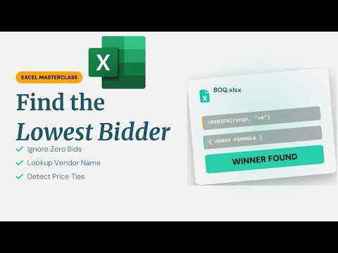 Bid Comparison: Find Lowest Price, Supplier, and Flag Ties in Excel
