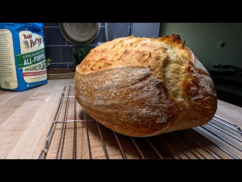 Easiest No-Knead Sourdough Bread: No Dutch Oven (All-purpose Flour Edition)