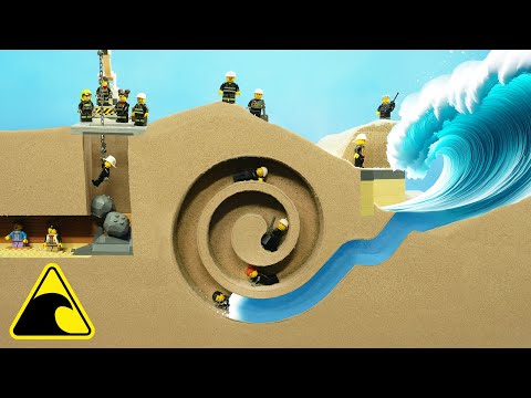 Children Trapped in Mine - Lego Flood Disaster - Tsunami Dam Breach Experiment