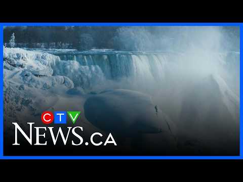 Parts of Niagara Falls encased in ice, turning it into a winter wonderland