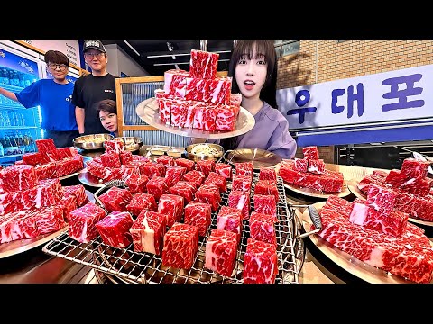"Korean Cube Beef?!🤔 Unique Raw Beef & Short Rib BBQ Mukbang!"