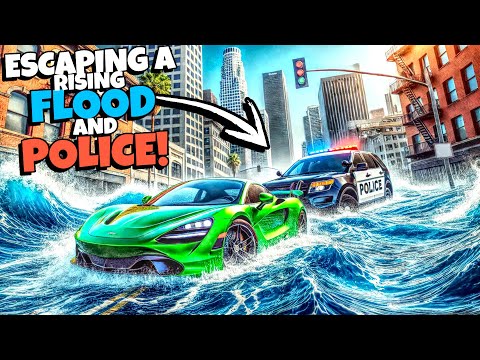 Escaping The POLICE During a FLOOD in BeamNG Drive!