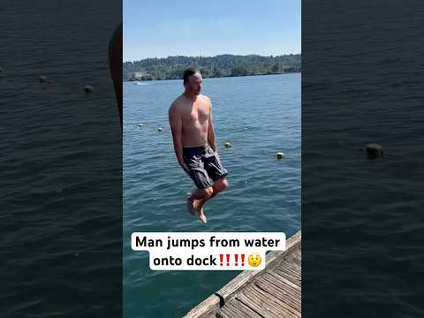 Crazy man jumps from water to dock! #fishman #mountaindew #extremesports