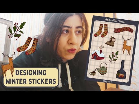 Designing Cozy Winter Stickers ❄️ | Art Vlog & Creative Process
