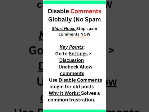 🔥 STOP Spam NOW! 🚫 Disable WordPress Comments Globally (5-Second Fix!) #Short