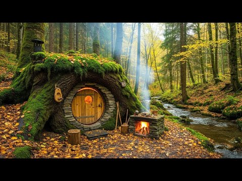 22 Days Alone in the Rainforest – Built a Hidden Camp Under a Fallen Tree