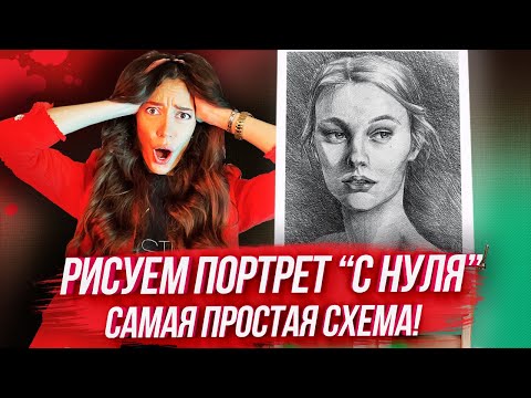ПОРТРЕТ С НУЛЯ ЗА 20 МИНУТ? САМАЯ ПРОСТАЯ СХЕМА! / Урок рисования для начинающих пошагово.