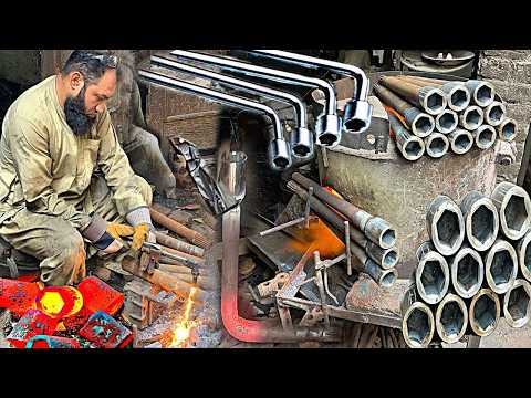 Making Ultra-Strong L-Shape Wheel Spanners – Pakistan’s Traditional Factory Process Revealed