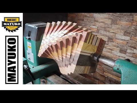 MIXED WOOD SPIRAL VASE, woodturning