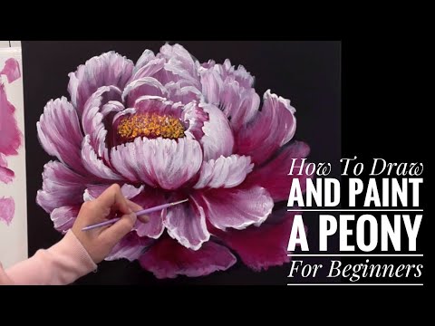How To Draw And Paint A PEONY For Beginners | Acrylic