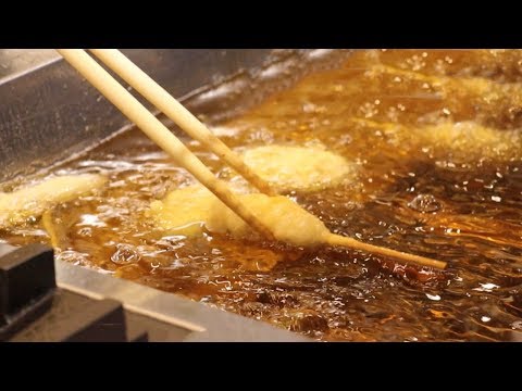 KUSHIAGE | Deep fried skewers of meat vegetables seafood | Japanese Street Food | Osaka Japan