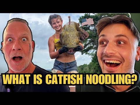 European Dad & Son SHOCKED by Catfish Noodling in America!