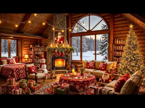 Relaxing Christmas Jazz Background Music 2026 with Warm Crackling Fireplace 🎄🔥 Xmas Cabin Ambience