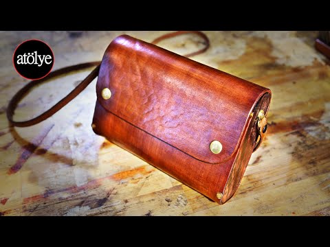 Making a Handmade leather and wood bag | Minimalist leather Handbag