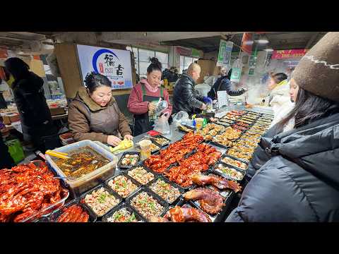 China-North Korea Border Market: Huge Seafood Pancakes, Pig Blood Sausage & Breakfast Delicacies