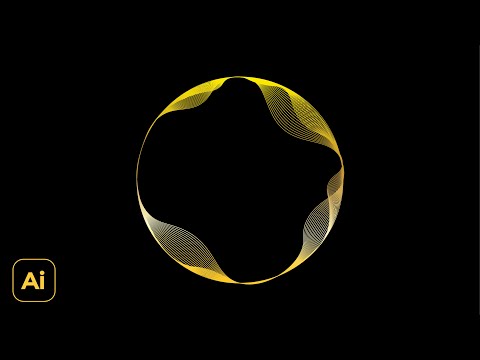 Gold Circle Line Wave Frame Design | Adobe Illustrator Tutorials