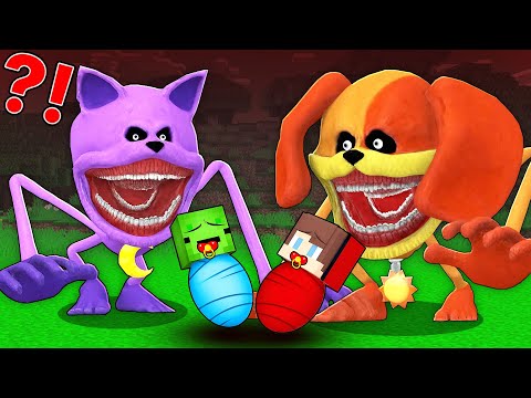 Baby JJ and Mikey Adopted by Scary CATNAP SHIN and DOGDAY SHIN TAPES in Minecraft Maizen!