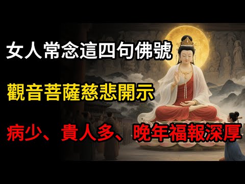 觀音菩薩慈悲：女人常念這四句佛號，病少、貴人多、晚年福報深厚#佛教 #禪心之道 #佛家 #佛學 #佛法 #佛陀 #佛學知識 #佛學智慧 #佛教文化 #佛學故事 #傳統文化 #南無阿彌陀佛#buddha
