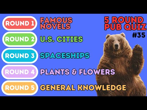 The 5 Round Pub Quiz | Famous Novels, U.S. Cities, Spaceships, Flowers & General Knowledge (35)