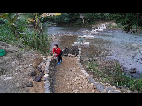 My Travel Holiday 25 Days Building a iron bridge 10k$ over stream to the island off grid
